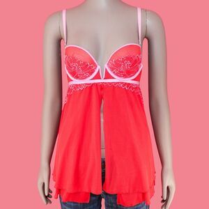 Baby Doll Top Teddy Lingerie‎ Tank Top Size XS Floral Lace Top